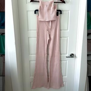 LOUNGE Ribbed Crop Top & Flared Trousers Set